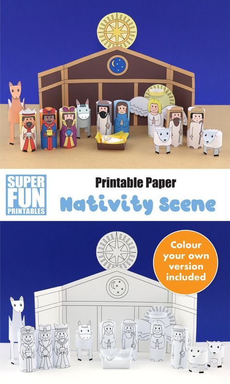 printable nativity scene Nativity Animals Diy, Manger Scenes Nativity Diy, Paper Nativity Scene, Nativity Scene Printable, Printable Nativity Scene, Paper Nativity, Printable Nativity, Nativity Characters, Nativity Scene Crafts