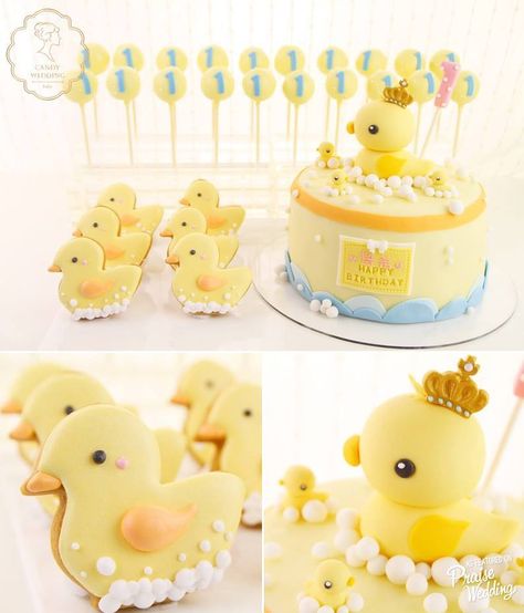 Kue Disney, Duck Birthday Theme, Duck Baby Shower Theme, Ducky Party, Rubber Ducky Party, Rubber Ducky Birthday, Rubber Duck Birthday, Duck Party, Ducky Baby Showers