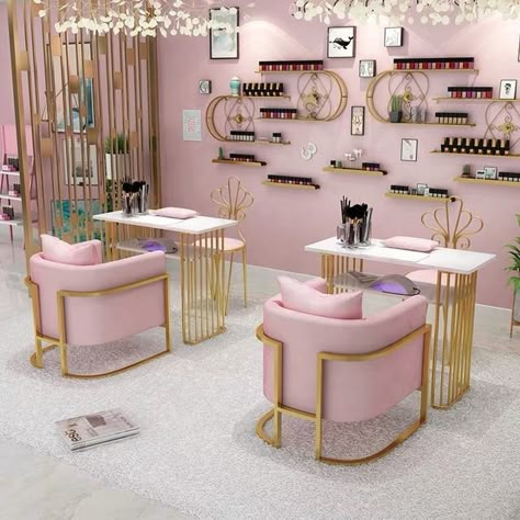 Privates Nagelstudio, Desain Salon Kuku, Manicure Desk, Pink Nail Salon, Marble Manicure, Deco Spa, Nail Room Ideas, Nail Salon Interior Design, Nail Salon Furniture