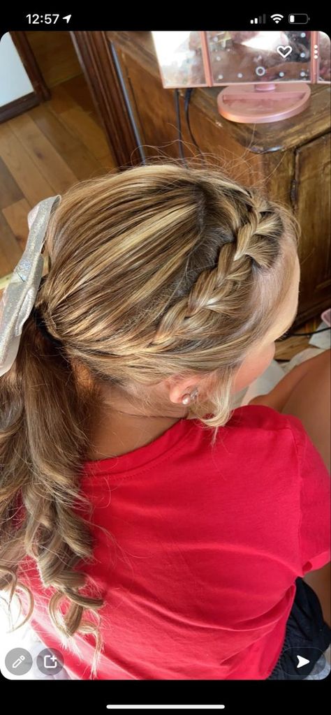 Cute cheer hair style for ponytail cheer hair ponytail cheer hair Cheer Hair Braids, Cute Cheer Ponytails, Cheer Hairstyles With Bows Low Pony, Football Cheer Hairstyles, Competition Cheer Hairstyles, Comp Cheer Hair, Cheer Hairstyles Ponytail, Cheer Ponytail With Bow, Competitive Cheer Hairstyles