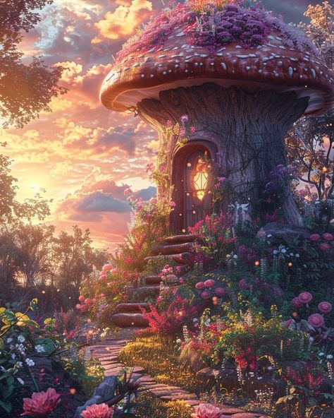 🍄 Step into the whimsical world of our AI-generated fantasy realm, where Amanita Muscaria mushrooms tower as enchanting homes, each one a cozy sanctuary amidst the magical landscape. 🏡✨ Immerse yourself in the fairy tale ambiance as you explore these charming abodes, nestled among towering trees and sparkling streams. 🌳💫 Let your imagination run wild as you envision the creatures that inhabit this fantastical realm, from mischievous sprites to wise old wizards. 🧙‍♂️🍃 Whether you're seeking re... Mushroom Fantasy Forest, Mushroom House Aesthetic, Fantasy Mushroom Forest, Mushroom World, Tokyo Debunker, Enchanted Mushroom, Mushroom Village, Fairy Journal, Mystical Landscapes