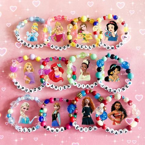 Princess Bracelets, Bracelets Y2k, Diy Kandi Bracelets, Pony Bead Bracelets, Pola Manik, Diy Kandi, Disney Bracelet, Gelang Manik-manik, Disney Princess Birthday