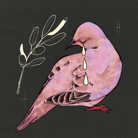 Pink Bird Tattoo, Doves Illustration, Pigeon Drawing, Dove Drawing, Morning Dove, Big Art, Drawing Inspo, Animal Illustration, Bird Art