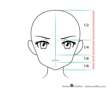 How to Draw Anime Pouting Face Tutorial - AnimeOutline Anime Face Guidelines, Pout Drawing, How To Draw Anime Face, Face Front View, Anime Outline, Angel Drawing Easy, Pouting Face, American Flag Drawing, Sketching Practice