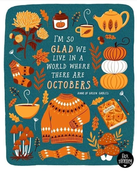 Illustrator Pattern, World Where There Are Octobers, Fall Mood Board, Hello October, Autumn Illustration, Autumn Magic, Happy October, Autumn Quotes, Halloween Drawings