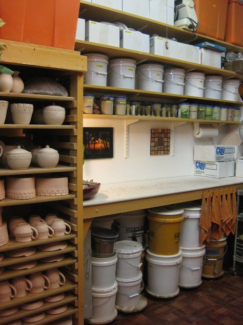 Studio Storage Ideas, Studio Storage, Studio Layout, Studio 17, Workshop Studio, Ceramic Tools, Pottery Workshop, Ceramic Workshop, Clay Studio