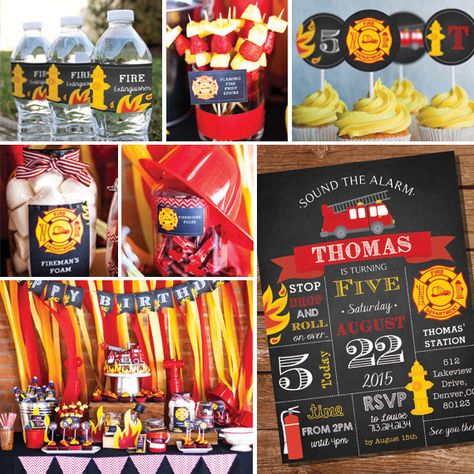 Fireman Party Decorations - Firefighter Birthday Party Decor - Instant Download and Edit File at home with Adobe Reader Fireman Party Decorations, Fireman Birthday Party, Firefighter Birthday Party, Lumberjack Party Decorations, First Bday, Fireman Party, Firetruck Birthday Party, Fire Truck Party, Firefighter Party