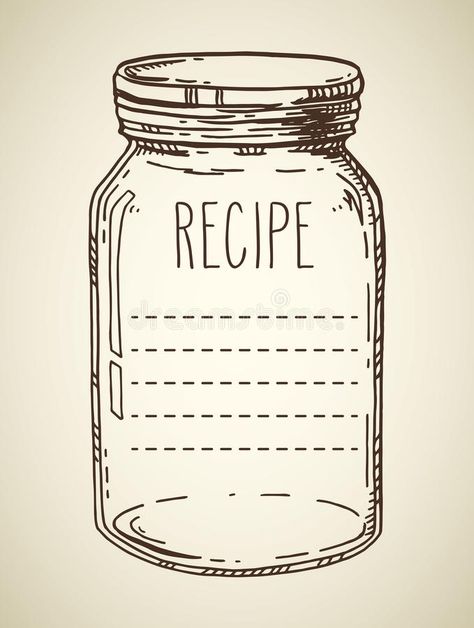 Hand drawn jar recipe template. Recipe template. Vector hand drawn illustration with vintage jar. Contour sketch in brown isolated over beige stock illustration Cookie Jar Drawing, Beige Illustration, Recipe Template, Shop Logo Design, Vintage Jars, Meals In A Jar, Web Blog, Hand Drawn Illustration, Banner Printing