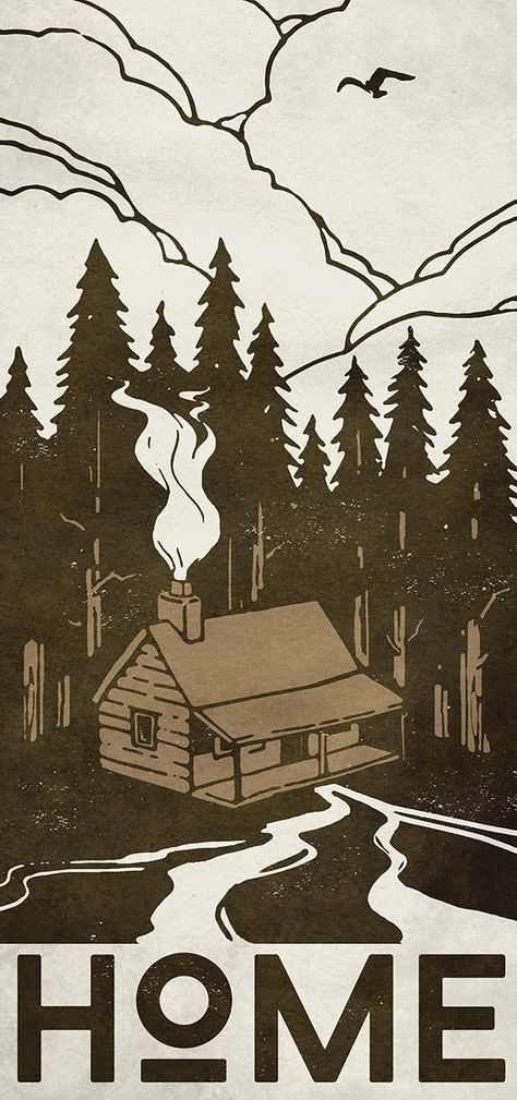 favd_sagebrushandsoil-July 04 2016 at 10:00PM Cabin Illustration, Vintage Cabin Decor, Camping Illustration, A Cabin In The Woods, Cabin Art, Vintage Cabin, Sea Photo, A Cabin, Design Seeds