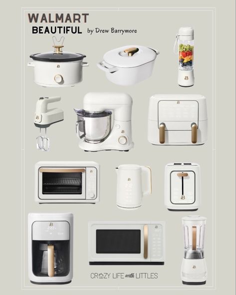 Electric Kitchen Appliances, Matching Kitchen Appliances, Cute House Appliances, Drew Barrymore Appliances In Kitchen, Aesthetic Home Appliances, Drew Barrymore Slow Cooker, Drew Barrymore Air Fryer, Drew Barrymore Beautiful Kitchen, Drew Barrymore Toaster