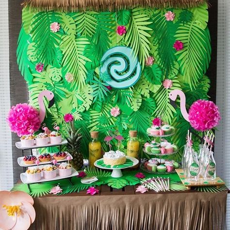 Moana Backdrop Ideas, Moana Birthday Backdrop, Moana Backdrop, Moana Birthday Party Theme, Moana Theme Birthday, Festa Moana Baby, Moana Theme, Moana Themed Party, Luau Birthday Party