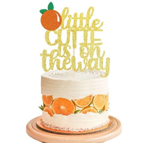 Orange Cake Decoration, Citrus Theme, Cutie Is On The Way, Kids Birthday Party Cake, Citrus Baby, Orange Baby Shower, Fondant Baby, Sprinkle Baby Shower, Orange Baby