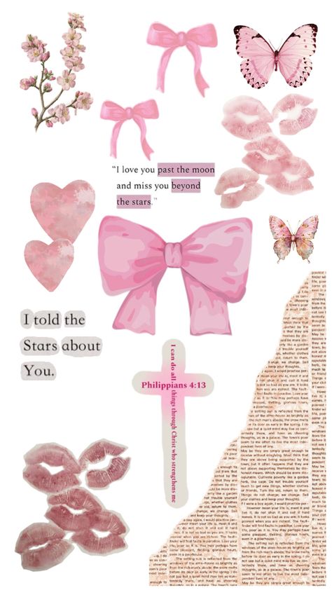 Pink Stickers Aesthetic Printable Cute, Coquette Scrapbook Design Ideas, Scrapbook Pink Theme, Coquette Designs For Scrapbook, Pink Newspaper Aesthetic, Coquette Stickers Printable Pink, Girly Stickers Printable, Pink Aesthetic Stickers Printable, Ig Stickers Aesthetic