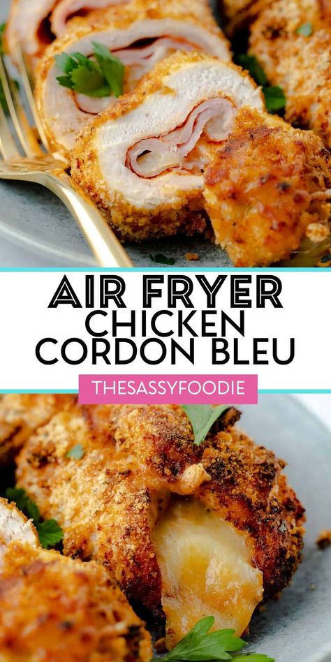 Air Fryer Chicken Cordon Bleu Weeknight Air Fryer Recipes, Airfryer Chicken Cordon Bleu, Chicken Cordon Bleu In Air Fryer, Homemade Cordon Bleu, Chicken Cordon Blue Air Fryer Recipes, Air Fryer Chicken Cordon Bleu Recipes, Chicken Cordon Bleu Air Fryer Recipe, Fried Chicken Cordon Bleu, Chicken Breast Air Fryer Recipes