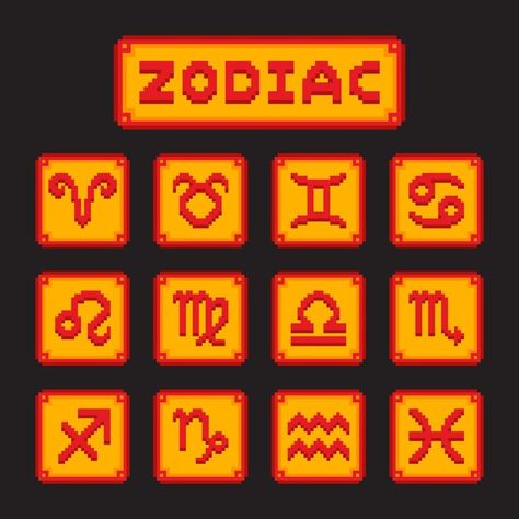 Pixel Zodiac Signs, Pixel Art Landscape, Art Vector Illustration, Gaming Posters, Pixel Games, Old Computers, Game Background, Pixel Pattern, Game Icon