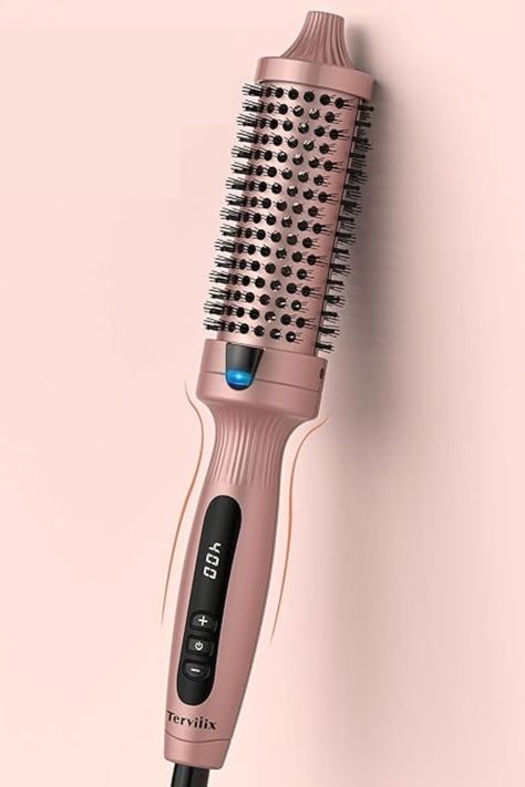 Terviiix Thermal Brush Quick Heating Hot Brush, Ceramic Tourmaline Ionic Curling Brush, Volumizing Heated Curling Iron, Digital Display 9 Temperatures Curling Wand, Dual Voltage Brand: Terviiix Color: Rose Gold Material: Ceramic Special Feature: Ionic Technology Hair Type: All, Frizzy, Curly Easy To Use: The cold broad comb teeth and tangle-free bristles make it easier to grab and gently glide through the hair, preventing tangling and providing more convenience while styling your hair. Wavy Talk Thermal Brush, Heated Brush, Blowout Look, Thermal Brush, Hot Brush, Clean Hairbrush, Curling Brush, Straightening Comb, Static Hair