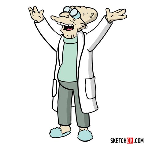 Futurama Character Drawings, Futurama Drawing, Professor Farnsworth, Futurama Characters, Easy Drawing Guides, How To Sketch, Drawing Guides, Cartoon Green, Popular Characters