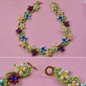 Simple Beaded Necklace, Seed Beads Necklace, Simple Beaded Necklaces, Beaded Daisy, Beaded Patterns, Daisy Chains, Seed Bead Projects, Beaded Flowers Patterns, Seed Bead Crafts