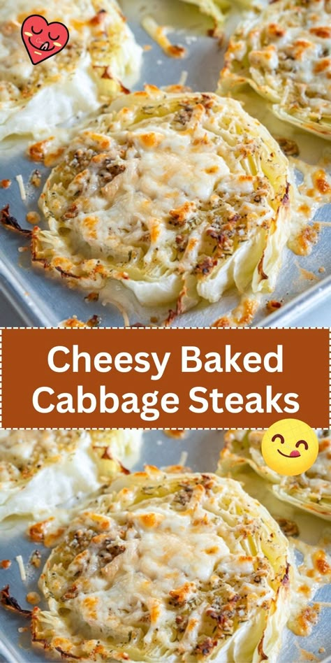 Transform cabbage into something extraordinary with these Cheesy Baked Cabbage Steaks. A unique and delicious way to enjoy your veggies. Cheesy Baked Cabbage Steaks 12 Tomatoes, Cheesy Baked Cabbage Steaks, Cabbage Steaks With Chicken, Baked Cabbage Recipes Ovens, Cabbage Steaks In Oven, Cheesy Cabbage Steaks, Ways To Cook Cabbage, Pepper Jack Cheese Recipes, Baked Cabbage Recipes