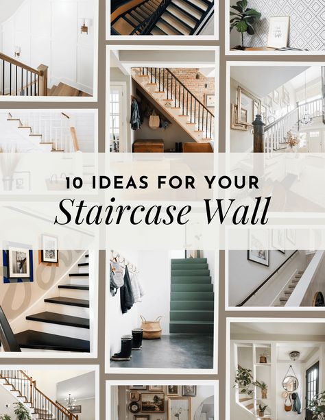 Tips and tricks for how to decorate you staircase wall Stair Half Wall Decor, Understairs Design Ideas, Split Level Stairway Wall Decor, Basement Stairs Landing Ideas, Decorating Closed Stairway Walls, Under Stairway Decorating, Industrial Staircase Design Ideas, Staircase Wall Photos, Decorating A Two Story Wall