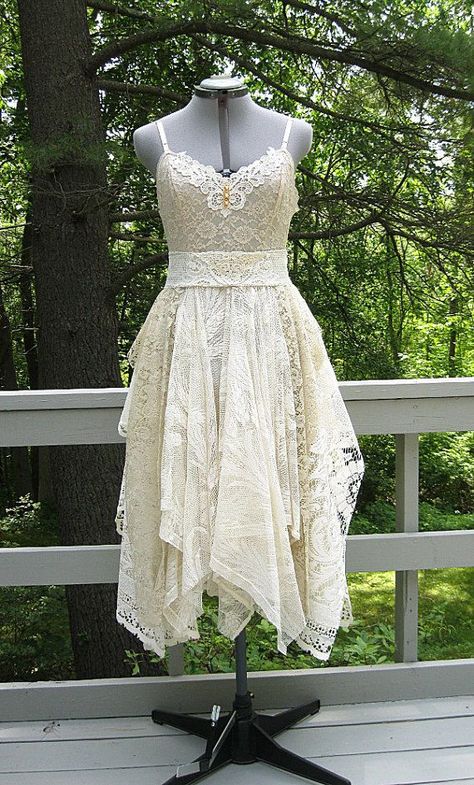 Pixie Dress Fairies, Pixie Wedding Dress, Pixie Dresses, White Fairy Dress, Tattered Dress, Fae Dress, Fantasy Wedding Dress, Alternative Wedding Dress, Dress Alternative