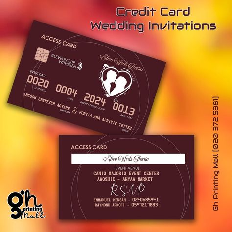 Passport Type Wedding Invitations | 020 372 5381 "Your Wedding Invitation, with a Swipe of Style!" 💳 Introducing Credit Card Style Wedding Invitations 💳 Give your wedding a modern twist with invitations inspired by the sleek design of a credit card! These unique, durable, and oh-so-stylish invitations will leave your guests amazed. Perfect for couples looking to make a bold statement, these invites are the ultimate keepsake. 💕 Why settle for ordinary when you can make your wedding invite... Card Invitation, Event Center, Wedding Invite, Style Wedding, Event Venues, Invitation Design, Level Up, Invitation Cards, Wedding Cards