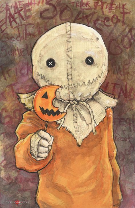 Trick 'r Treat Samhain by ChrisOzFulton.deviantart.com on @DeviantArt Trick R Treat Movie, Sam Trick R Treat, Movie Art Print, The Legend Of Sleepy Hollow, Disney Treats, Arte Peculiar, Trick R Treat, Horror Movie Art, Horror Icons