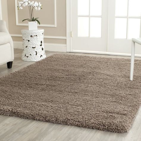 Hand-tufted shag rug in taupe. Shag Carpet, Solid Area Rugs, Soft Carpet, Shag Area Rug, 8x10 Area Rugs, On The Floor, Online Home Decor Stores, The Floor, Ebern Designs