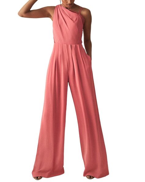 Jumpsuit Formal, Coral Jumpsuit, Led Clothing, Reiss Women, Orange Jumpsuit, Coral Design, One Shoulder Jumpsuit, Strapless Jumpsuit, Playsuit Romper