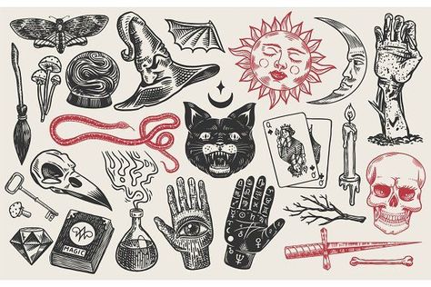 Mystical magic boho elements#objects #objectsdownload #objectstodraw #objectsdeign Elements Witchcraft, Esoteric Tattoo, Sketch For Tattoo, Occult Tattoo, Art Flash, Boho Elements, Magic Design, Skull Hand, Desenho Tattoo