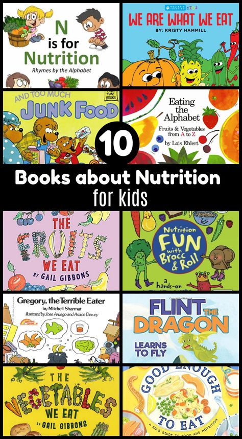 If your kids are anything like mine, they're curious about "why" we do just about everything. And, most of the time, answering "just because" or "because I said so" doesn't really satisfy their curiosity.  I also know that kids (and most adults!) like to have a compelling reason why it's important to nourish and fuel our bodies properly. Here's a list of our fvorite children's books that make it fun to reinforce healthy eating and healthy habits in a fun, new, and inspiring way! Preschool Nutrition, Nutrition Books, Nutrition For Kids, Early Preschool, Preschool Food, Preschool Cooking, Nutrition Activities, Super Healthy Kids, Nutrition Quotes