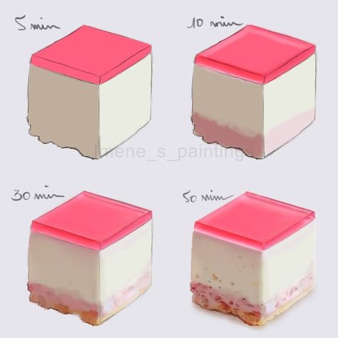 Jelly Cheesecake, Art Step By Step, Digital Art Software, Food Art Painting, Cake Drawing, 귀여운 음식 그림, Concept Art Tutorial, Food Artwork, Digital Painting Techniques