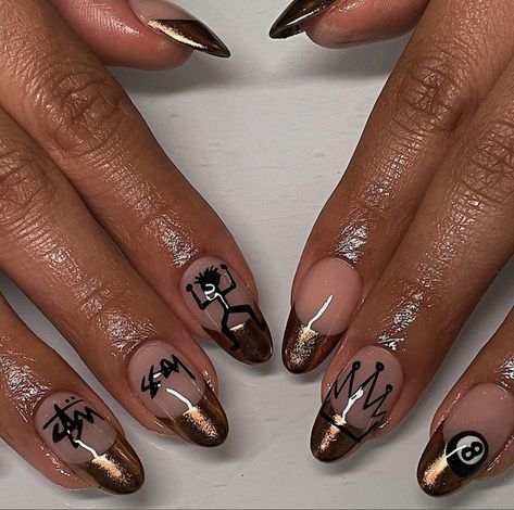 Biab Designs Ideas, Stussy Nails, Crown Nails, Biab Nails, Nagel Design, Simple Gel Nails, Dope Nail Designs, Pretty Gel Nails, Autumn Nails