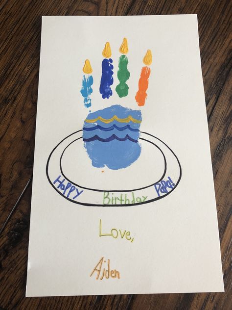 Toddler Handprint Birthday Card for PaPa Birthday Card Ideas For Grandfather, Birthday Card For Papa, Handprint Birthday Card, Grandpa Birthday Card, Grandpa Birthday, Baby Handprint, Hand Crafts For Kids, Hand Crafts, Birthday Crafts