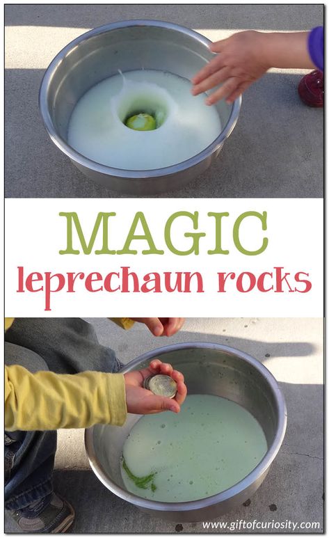 Bring a little magic to St. Patrick's Day by making magic leprechaun rocks that fizz and dissolve when washed, leaving leprechaun gold behind. Leprechaun Rocks, Leprechaun Tricks, Sant Patrick, Leprechaun Gold, March Crafts, Hantverk Diy, St Patricks Day Crafts For Kids, March Activities, St Patrick Day Activities