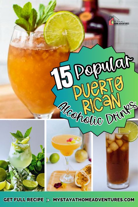 Prepare to transport your taste buds to a tropical paradise with Puerto Rican alcoholic drinks! This island nation's vibrant cocktail culture will impress even the most novice drinkers. From fruity frozen concoctions to classic mojitos, Puerto Rican beverages are easy to make and deliciously satisfying. Puerto Rican Rum Drinks, Puerto Rican Cocktails, Puerto Rican Drinks Alcohol, Puerto Rico Drinks, Guava Mojito Recipe, Puerto Rican Drinks, Drinks Made With Rum, Spiced Rum Cocktails, Popular Alcoholic Drinks