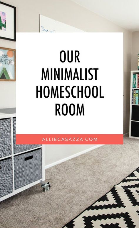 Homeschool Room Paint Ideas, Organized Homeschool Room, Home School Setup Room Ideas, Kallax Homeschool, Homeschool Kindergarten Room Ideas, Homeschool In Small Spaces, Minimalist School Room, Minimalist Homeschool Space, Minimalist Homeschool Room Ideas