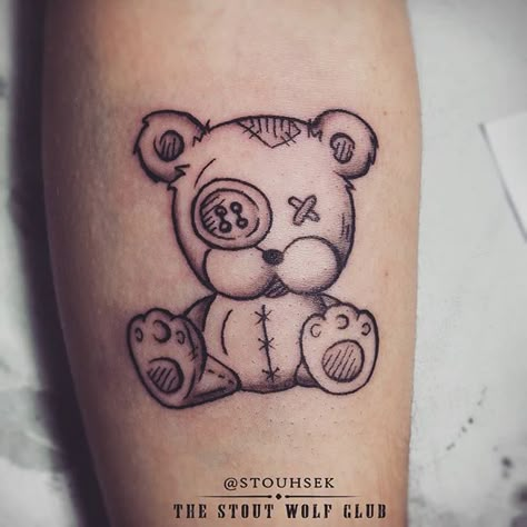 Emo Teddy Bear Tattoo, Torn Up Teddy Bear Tattoo, Create Tattoos, Tattoo Scar, Teddy Bear With Heart, Doll Tattoo, Bear Tattoos, Angel Tattoo Designs, Pretty Tattoos For Women