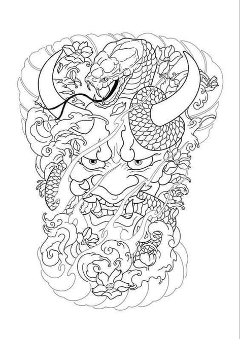 Hannya Maske Tattoo, Hannya Maske, Lucky Cat Tattoo, Japanese Leg Tattoo, Colored Tattoo Design, Buddha Tattoo Design, Tattoo Lettering Design, Samurai Tattoo Design, Eagle Drawing