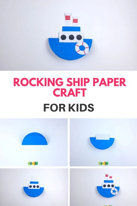 You cannot miss out on this Rocking Ship Craft for kids. It is a super fun ocean craft that is sure to catch the attention of your toddler as well as your kindergartener!  This Ship craft moves and sways, making it look like a real ship cruising over the waves. Fun and easy to make, it is one of the best ship craft ideas you will come across. Rocking Boat Craft, Cruise Crafts For Kids, Easy Boat Craft, Boat Crafts For Toddlers, Boat Craft, Sailboat Craft, Ocean Craft, Craft For Toddlers, Paper Craft For Kids