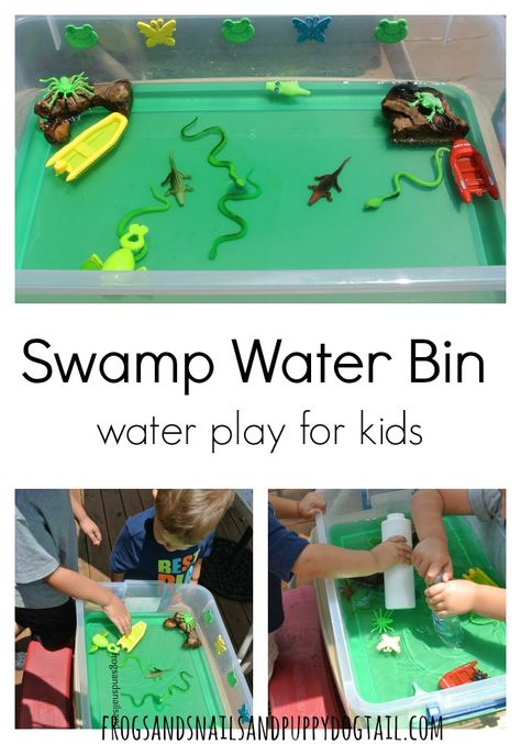 Wetlands Activities, Ladybugs Preschool, Fun Experiments For Kids, Book Character Pumpkins, Water Play Preschool, Water Play For Kids, Frog Activities, Swamp Water, Habitats Projects