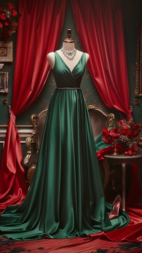 Elegant Evening Attire: An exquisite emerald green evening gown displayed on a mannequin in a luxurious vintage setting. #emerald #gown #mannequin #fashion #luxury #evening #vintage #crimson #aiart #aiphoto #stockcake https://ayr.app/l/JFAE Emerald Green Evening Gown, Mannequin Fashion, Emerald Gown, Vintage Setting, Green Evening Gowns, Emerald Dress, Emerald Dresses, Evening Attire, Fashion Luxury