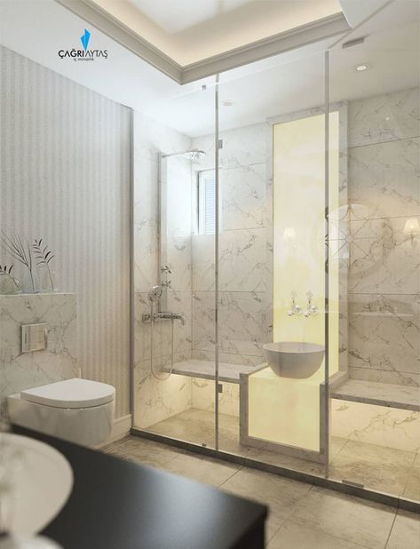 Çağrı Aytaş İç Mimarlık İnşaat – YILDIZ PLAZA PREMIUM: klasik tarz tarz Banyo Steam Sauna, Master Decor, Classic Bathroom, Design Apartment, Small Bathroom Decor, Design Your Home, Toilets, Small Bathroom, Apartment Decor