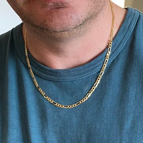 Mens Gold Chain Necklace, Gold Chains For Men, Gold Necklace For Men, Figaro Chains, Chain Necklace For Men, Figaro Chain, Figaro Necklace, Message Box, Mens Necklace