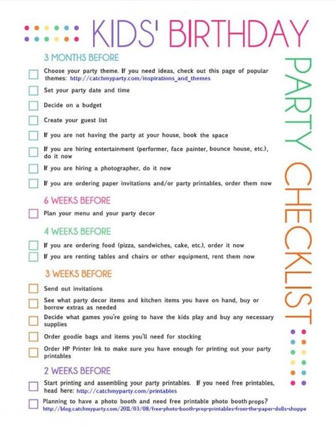 kids birthday party checklist page 1 Party Planning Checklist Printable, Party Planner Checklist, Party Planning List, Kids Birthday Party Planner, Birthday Party Planning Checklist, Party Planner Template, Birthday Party Checklist, Planning School, Kids Party Planning