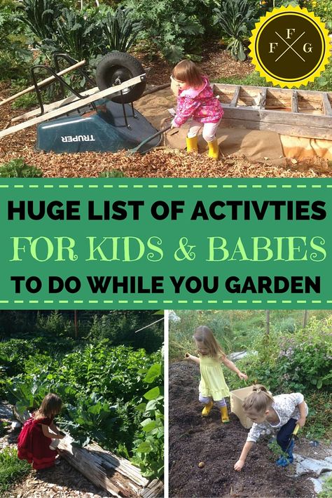 Huge list of activities for kids & babies to do while you garden! Toddler Garden, Kids Gardening, Garden Activities, Children's Garden, Gardening 101, School Garden, Family Food, Food Garden, Community Gardening