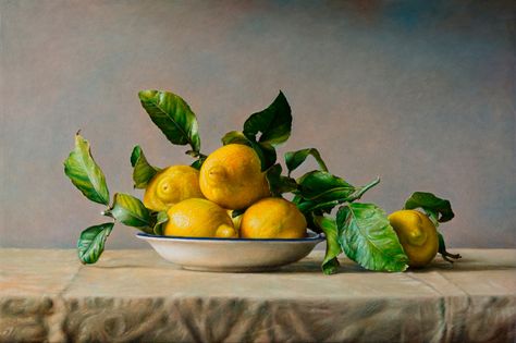 www.dhaudrecy-art-gallery.com Still Life 2, Lemon Painting, Still Life Fruit, Still Life Photos, Still Life Oil Painting, Fruit Painting, Realistic Paintings, Painting Still Life, Still Life Art