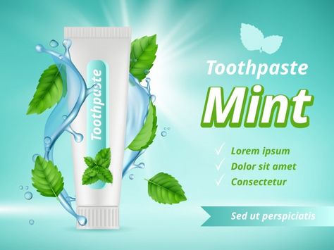 Mint toothpaste. dent protection oral ca... | Premium Vector #Freepik #vector #banner #medical #health #packaging Teeth Illustration, Herbal Toothpaste, Mint Toothpaste, Dental Posters, Natural Hair Mask, Health World, Palliative Care, Cosmetic Design, Whitening Toothpaste