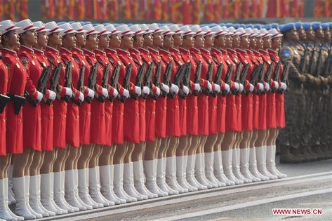 China National Day, Shang Tsung, Military Dress Uniform, Military Dress, Pantyhose Fashion, Women's Uniforms, Army Boots, Female Soldier, 70th Anniversary