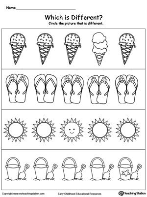 **FREE** Which Summer Item is Different? Worksheet. Practice the concept of sorting and categorizing by identify which summer item is different in this math printable worksheet. Which Is Different Worksheet, Same Or Different Preschool Worksheets, Bahasa China, Summer Worksheets, Free Preschool Worksheets, Summer Preschool, Worksheets For Kindergarten, Printable Preschool Worksheets, Kindergarten Worksheets Printable